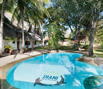 Based around a PADI 5 star dive centre, Diani Marine Divers Village has rooms and cottages set in tropical gardens. The centre has 3 dive boats and modern equipment, and is involved in the protection of marine life. The Village consists of 10 en-suite rooms set around an