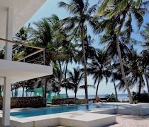 Overlooking Msambweni Beach, Karabishwa House is a modern and sleek design. The house has a glass front looking over the swimming pool onto the beach.

The 4 en-suite rooms, on the first floor, are made up of 3 doubles and a single. One of the doubles, at