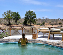 On the banks of the Galana River, Kulalu is a small and friendly safari camp. The camp sits across the river from Galana Conservancy, and its decks and verandas view the river.

The 5 en-suite tents are made up of 4 doubles and 1 family tent. The family