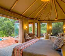 At the convergence of the Sand River and the Keekorok River, Sala’s Camp looks directly into the Serengeti of northern Tanzania. The camp nestles in indigenous forest, and has views of the northern route, which millions of wildebeest take during the annual migration.

There